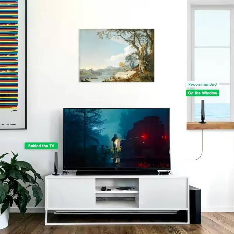 Antena de TV digital plana con amplificador para canales HD locales