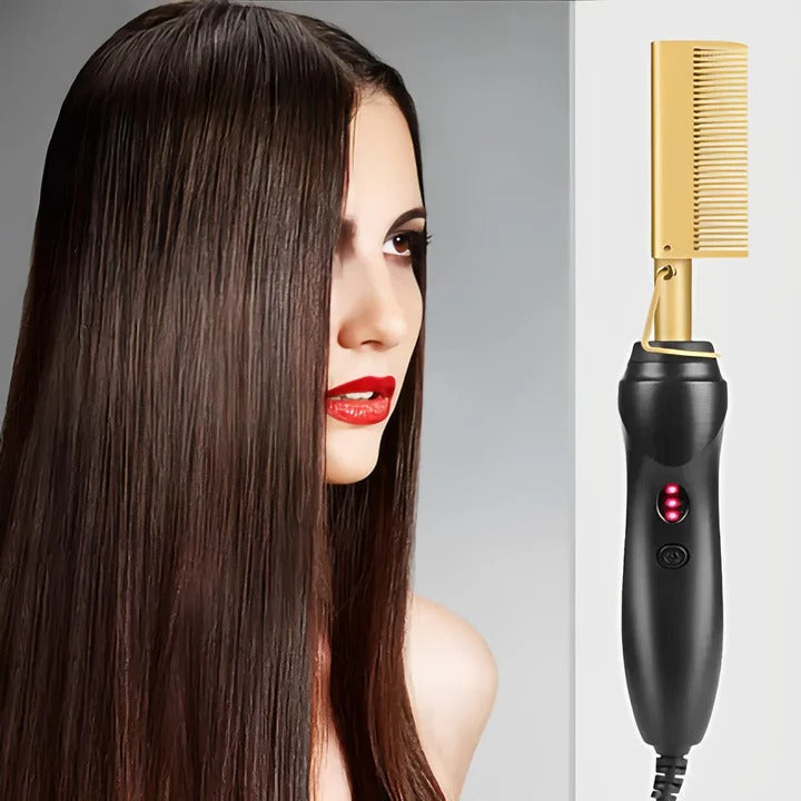 Electric Hot Comb for Thick, Coarse & Natural Hair — Fast Heating
