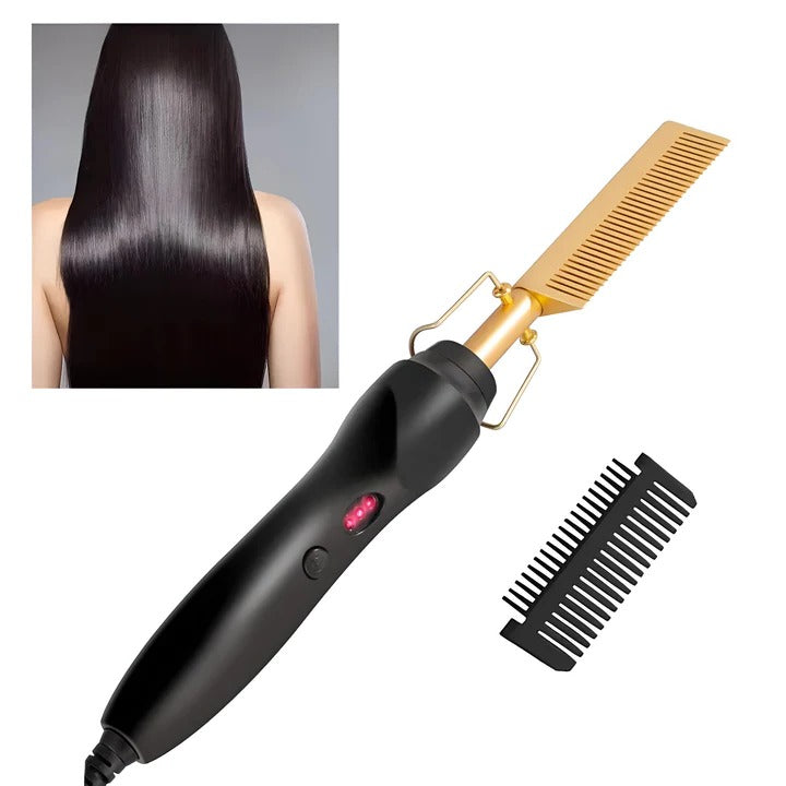 Electric Hot Comb for Thick, Coarse & Natural Hair — Fast Heating