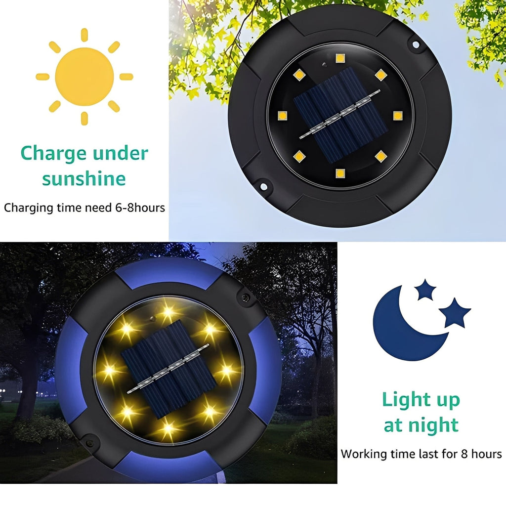 Moderne solarbetriebene LED-Bodenleuchten - Automatische Beleuchtung bei Dämmerung