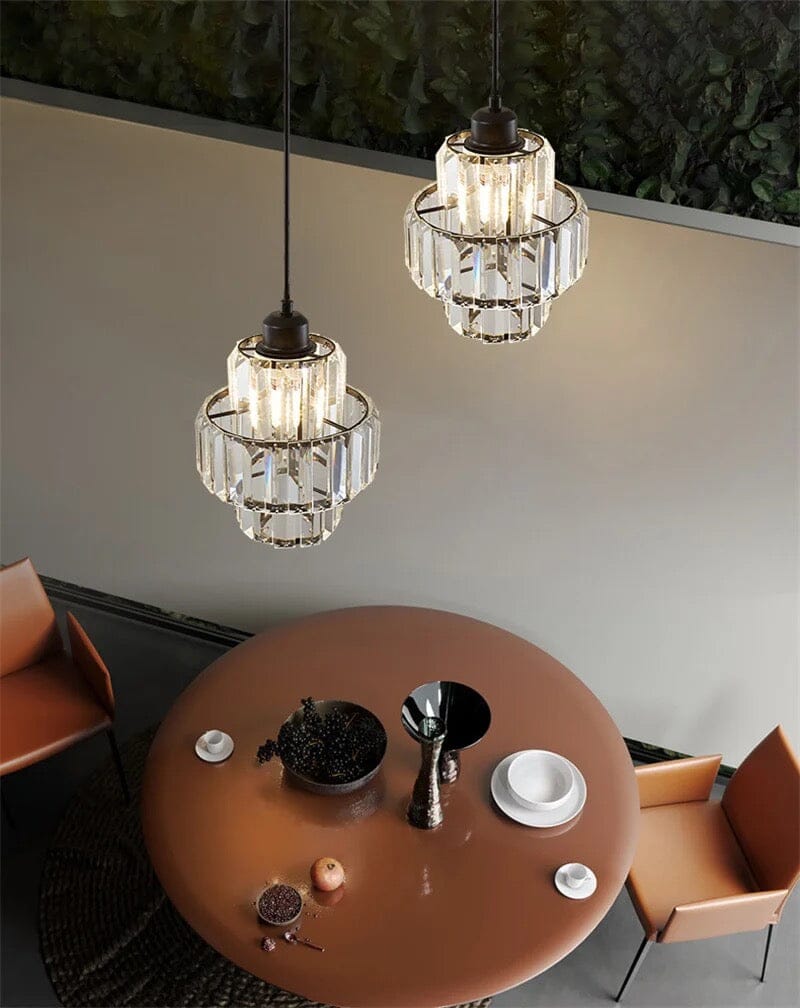 Lyra Crystal Pendants for Modern Interiors in Black or Gold