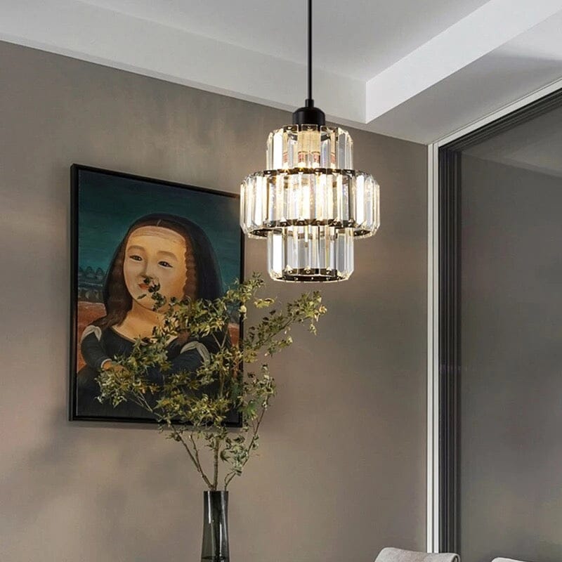 Lyra Crystal Pendants for Modern Interiors in Black or Gold