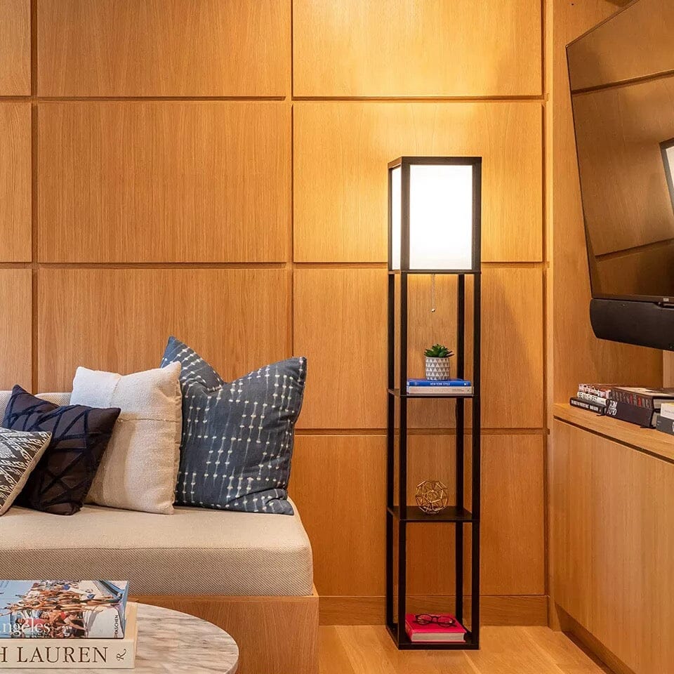 Minimalist Floor Lamp with Shelves for Modern Living