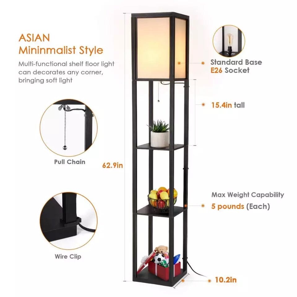 Minimalist Floor Lamp with Shelves for Modern Living