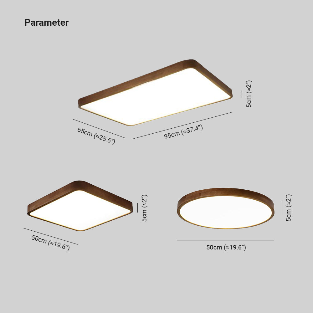 Muto Modern Geometric Walnut LED Flush Mount Ceiling Light | ventumra