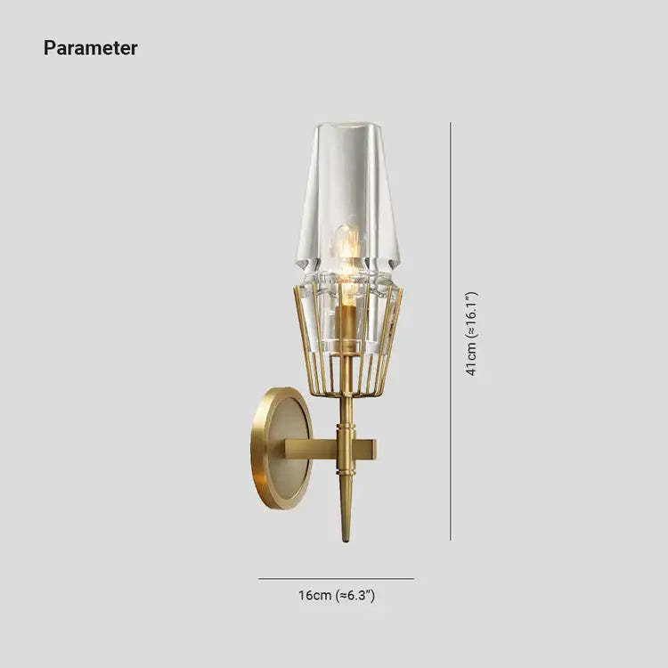 Arisha Vintage Lantern Glass Wall Lamp, Gold | ventumra