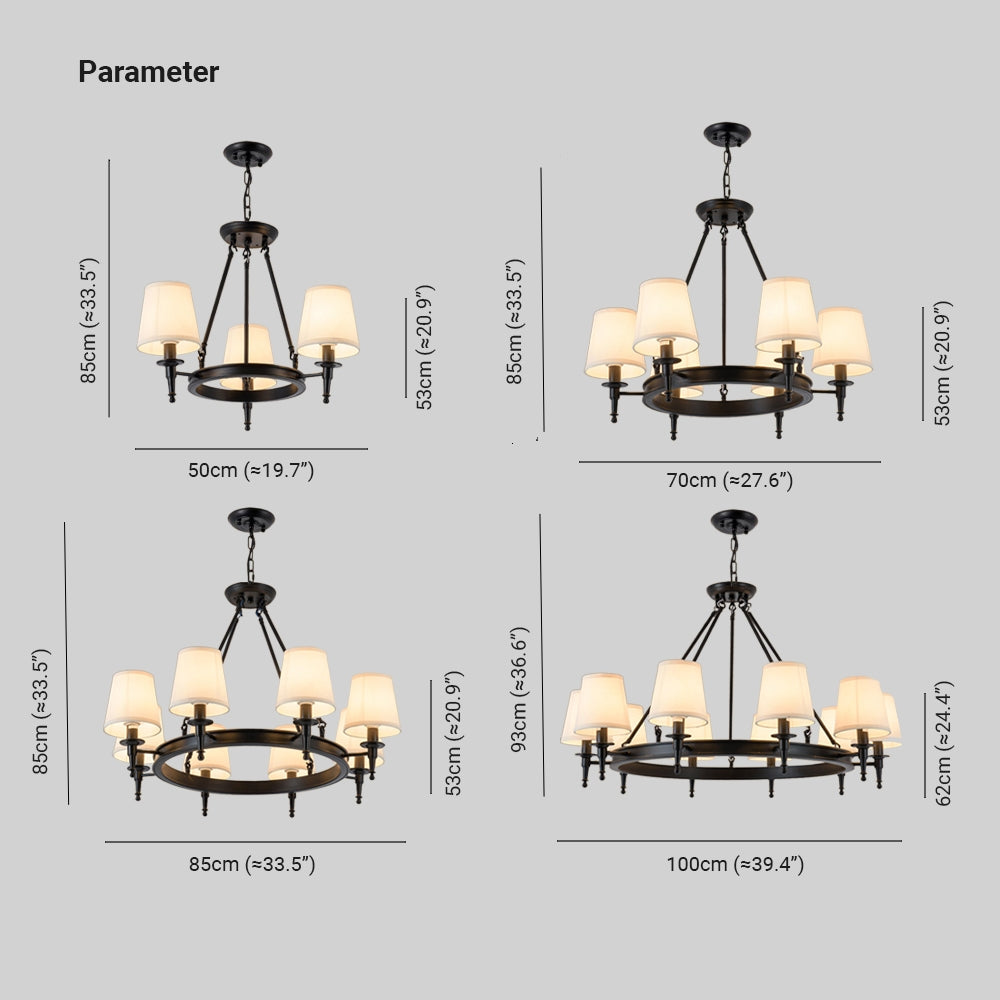 Silva vintage Ring Metal/Fabric Chandelier, Black/Copper | ventumra
