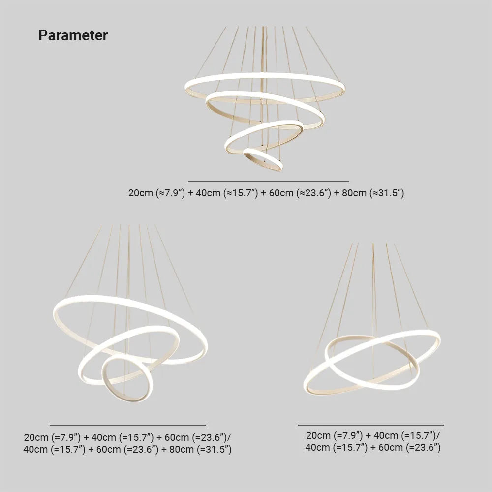 Zin Modern Ring Pendant Light, 2/3/4 Rings | ventumra
