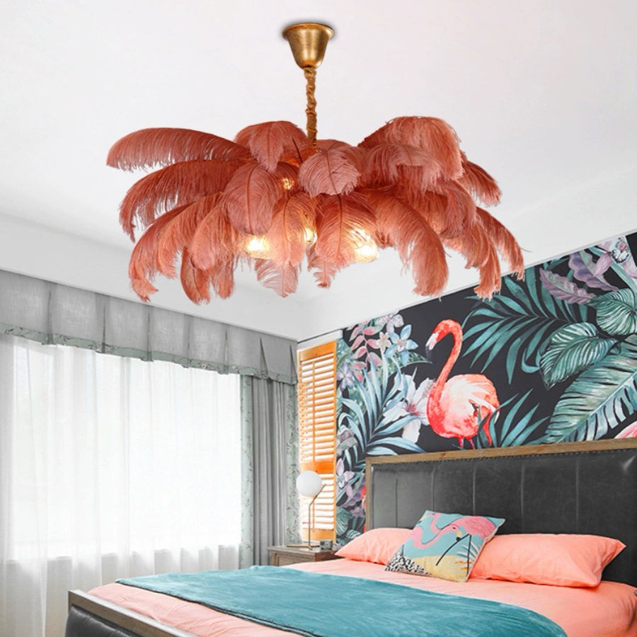 O'Moore Nordic Luxury Pendant Light, Brass/Feather | ventumra