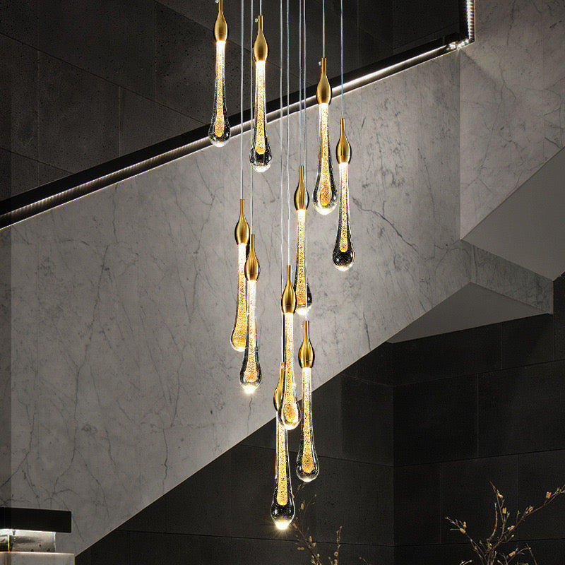 Valentina Modern Teardrop Crystal Chandelier, Gold | ventumra