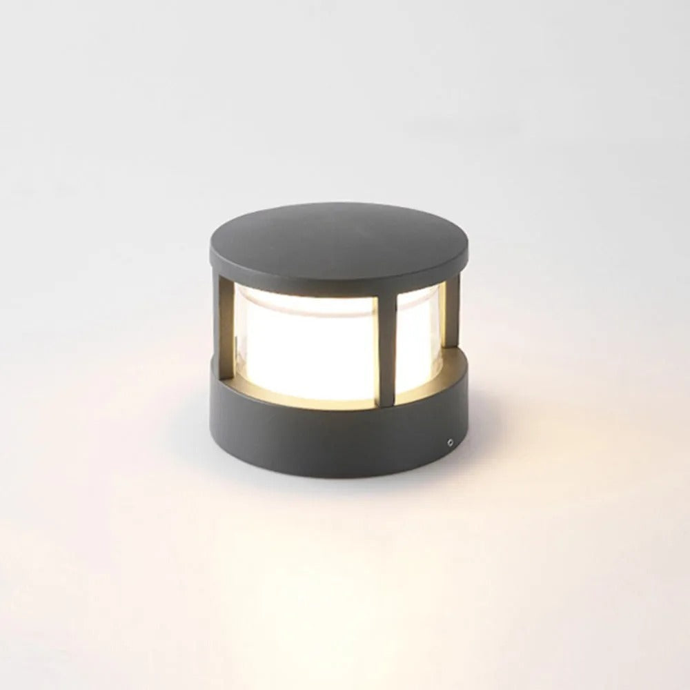 Zyra Modern Metal Cylindrical Outdoor Bollard Light, Black | ventumra