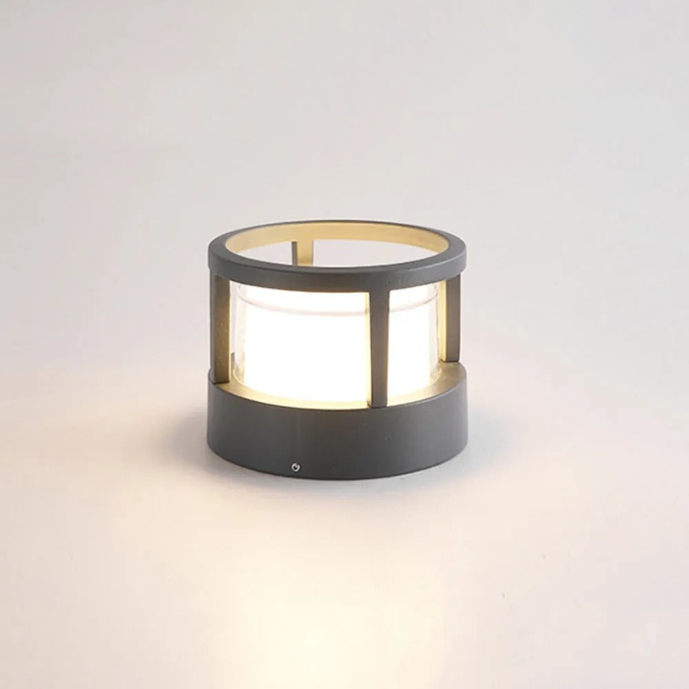 Zyra Modern Metal Cylindrical Outdoor Bollard Light, Black | ventumra