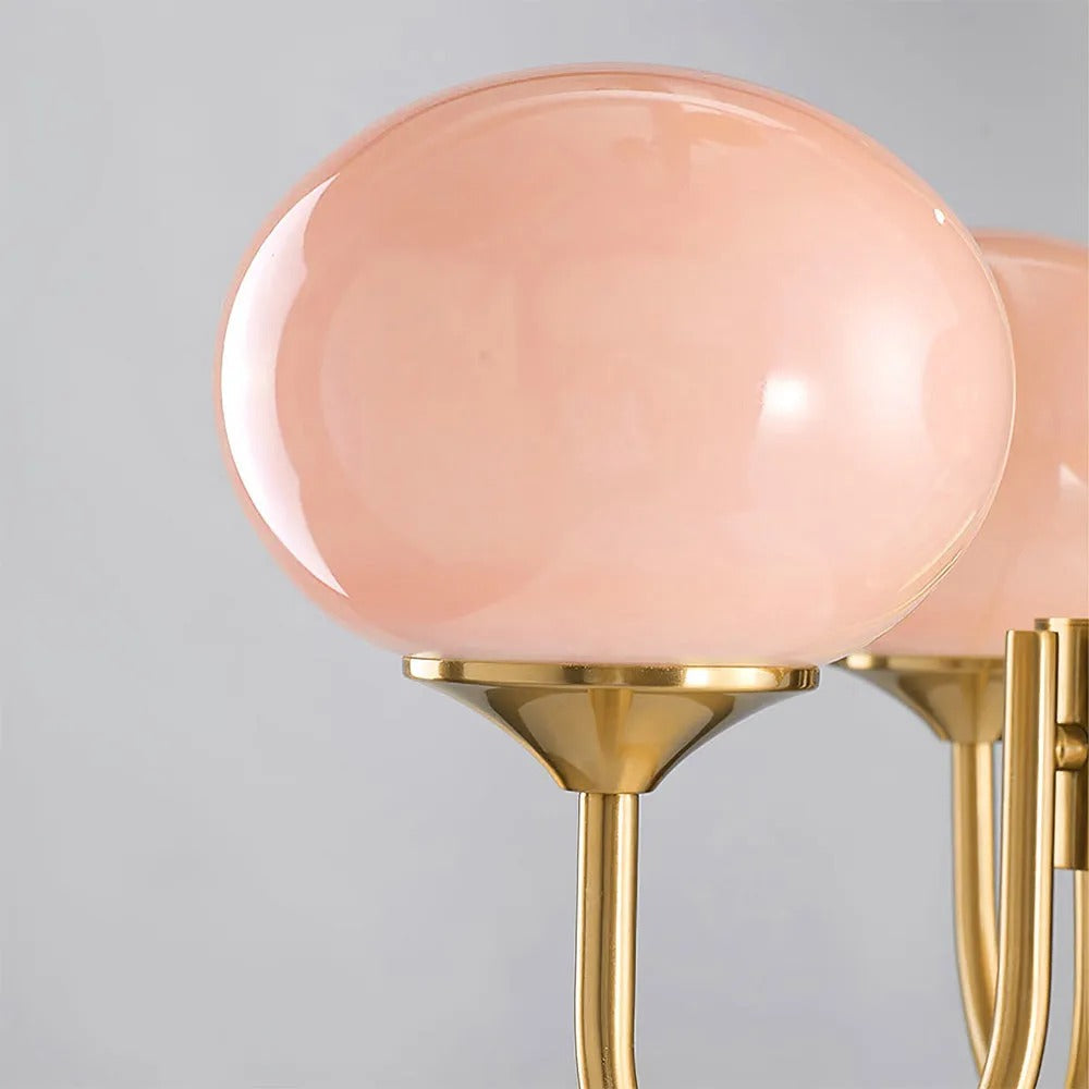 Valentina Retro Art Deco Globe Chandelier, White/Pink/Beige | ventumra