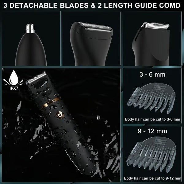 NovaTrim 3-in-1 Waterproof Body and Intimate Razor — Precision Grooming Tool for Men