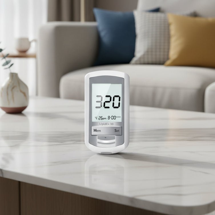 LipidSense Bluetooth-kolesterolmåler – kompakt strimmelfri analysator og rask mobilsynkronisering
