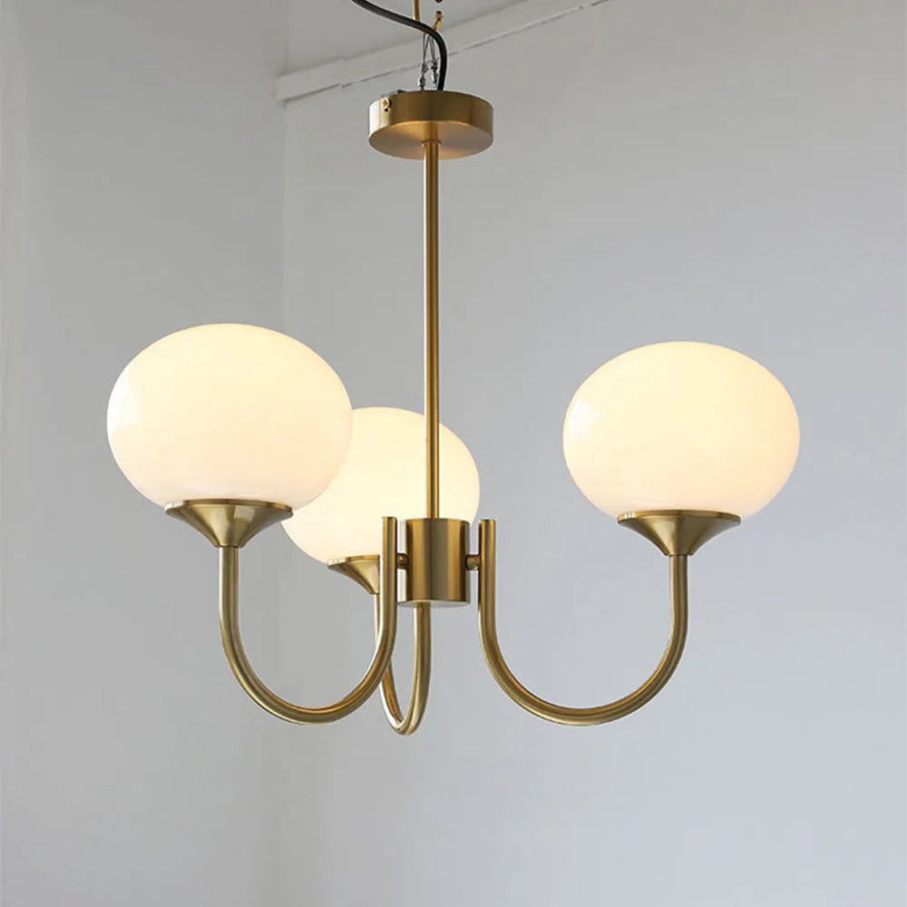 Valentina Retro Art Deco Globe Chandelier, White/Pink/Beige | ventumra