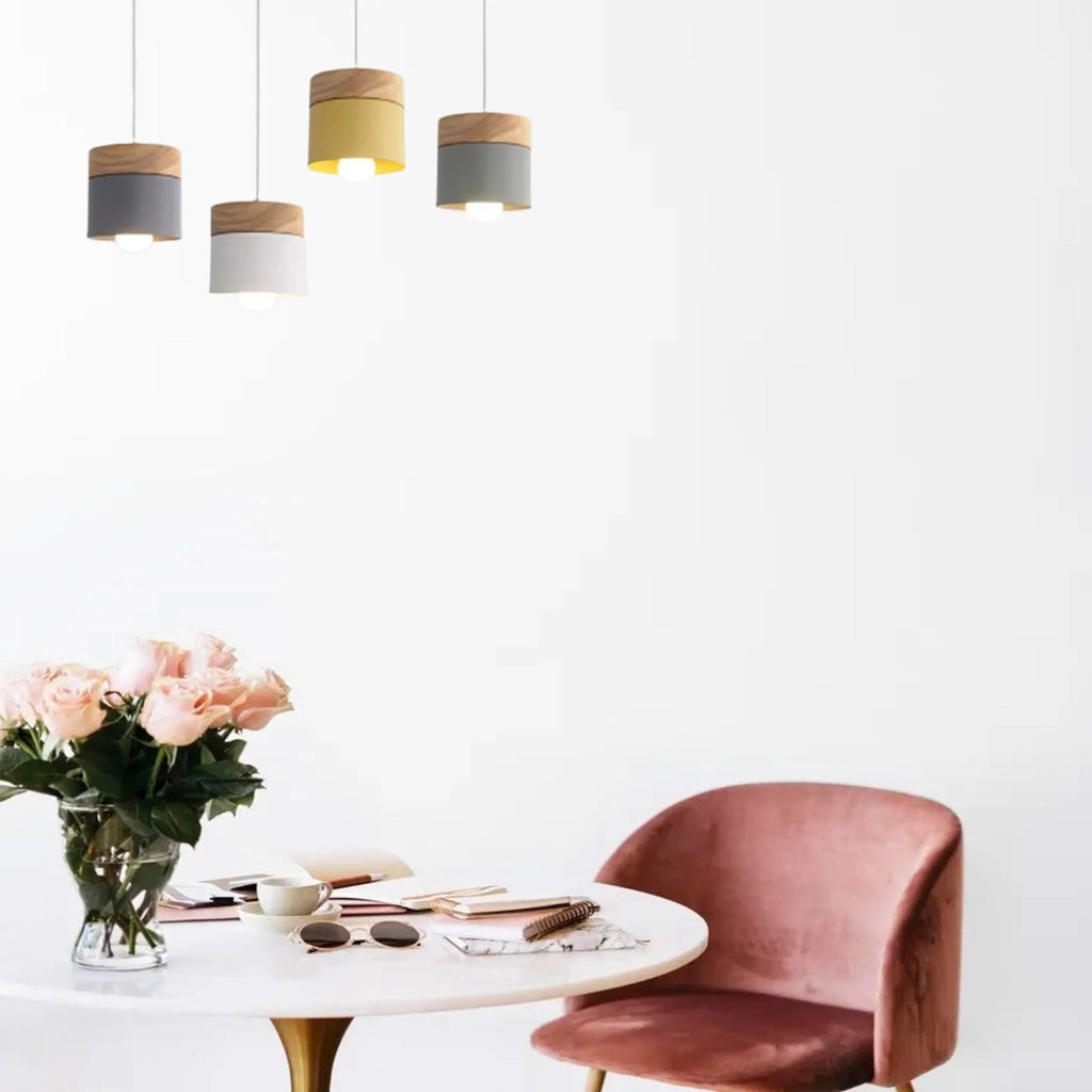 Valentina Modern Can Shape Metal/Wood Pendant Light | ventumra
