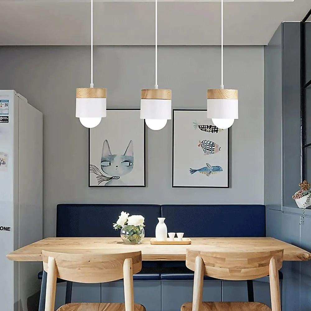 Valentina Modern Can Shape Metal/Wood Pendant Light | ventumra