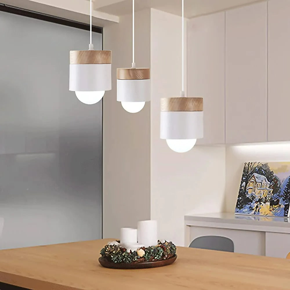 Valentina Modern Can Shape Metal/Wood Pendant Light | ventumra