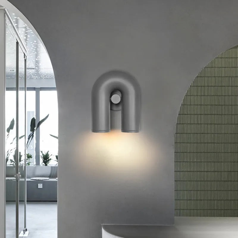 Arisha Wall Lamp U-shaped Design LED Metal, Black/Blue/Gray/Red, Bedroom | ventumra