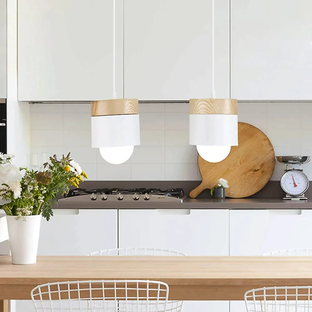 Valentina Modern Can Shape Metal/Wood Pendant Light | ventumra