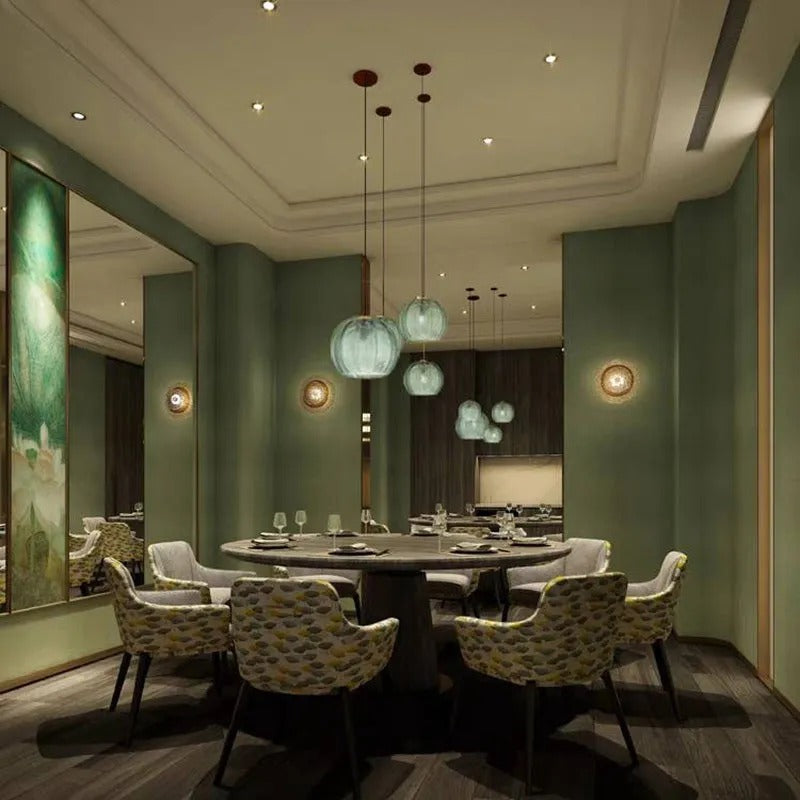 Aira Green Nordic Artistic Ribbed Glass Pendant Light | ventumra