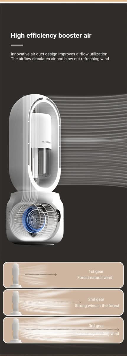 BreezeMist Bladeless Portable Fan & Humidifier — Integrated Night Light Unit