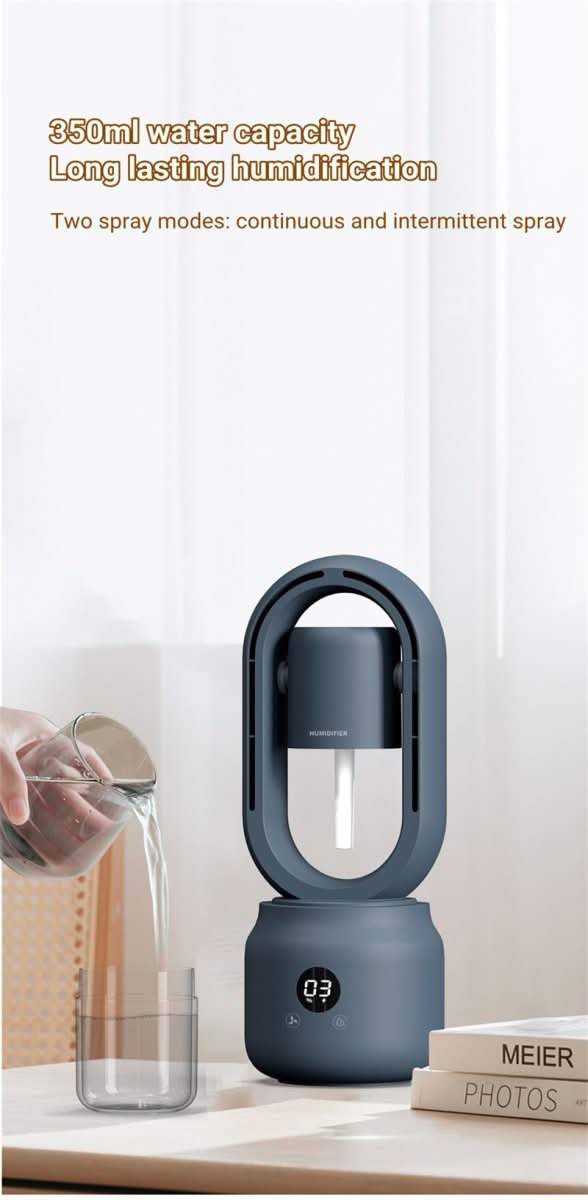 BreezeMist Bladeless Portable Fan & Humidifier — Integrated Night Light Unit