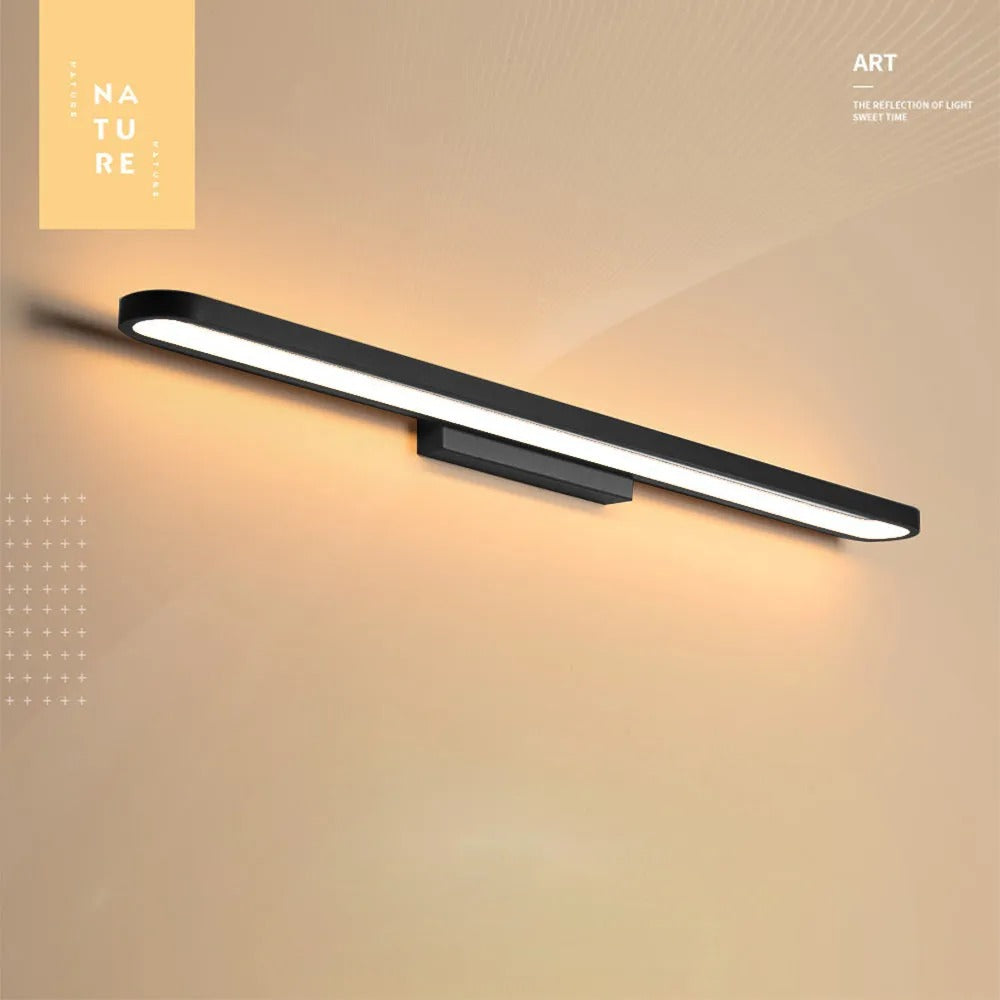 Luxa Modern Metal Wall Lamp Mirror Front, Curved, Black/Coffee | ventumra