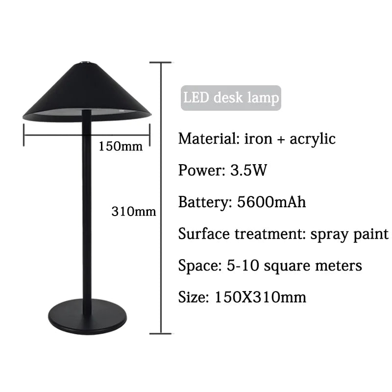 NovaGlow Wireless Desk Lamp With Rechargeable Battery And Adjustable Brightness