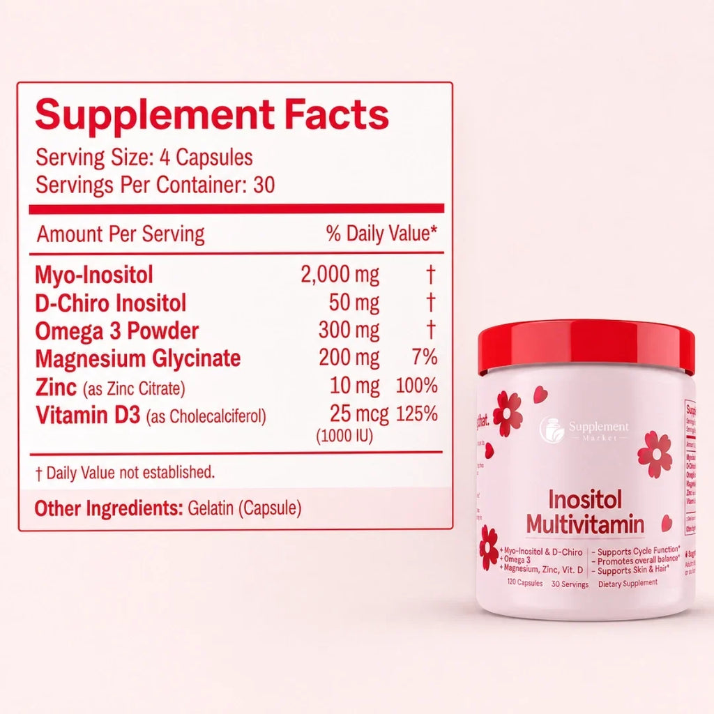 Multivitamines à base d’inositol : mélange d’inositol 40:1 et soutien à l’équilibre hormonal