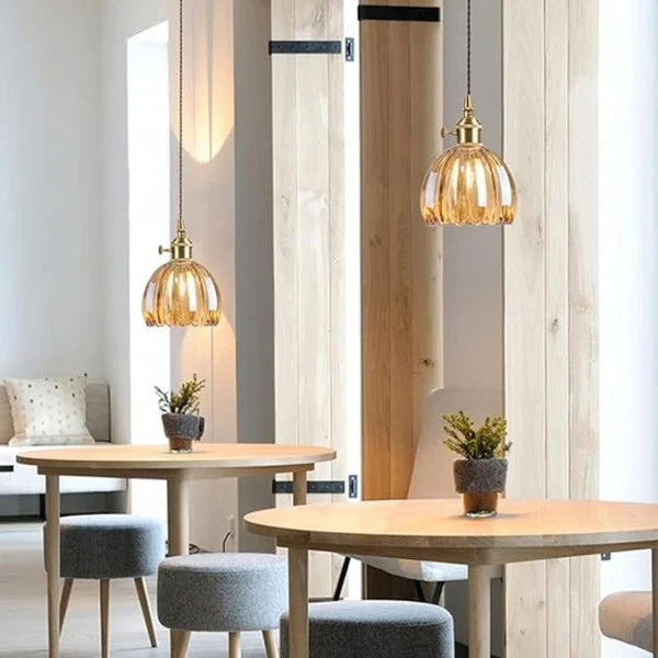 Lyra Bloom Glass Pendant Light with LED in Japanese Retro Style
