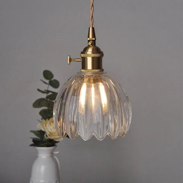 Lyra Bloom Glass Pendant Light with LED in Japanese Retro Style