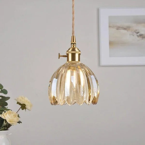 Lyra Bloom Glass Pendant Light with LED in Japanese Retro Style