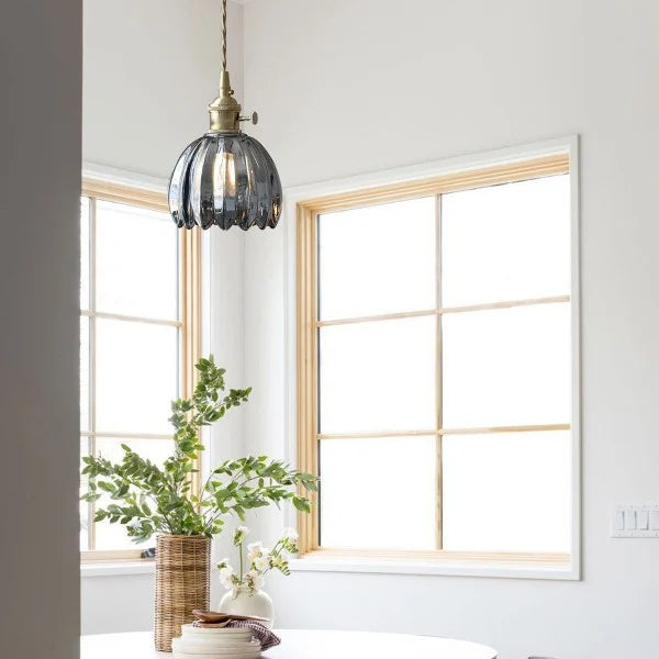 Lyra Bloom Glass Pendant Light with LED in Japanese Retro Style
