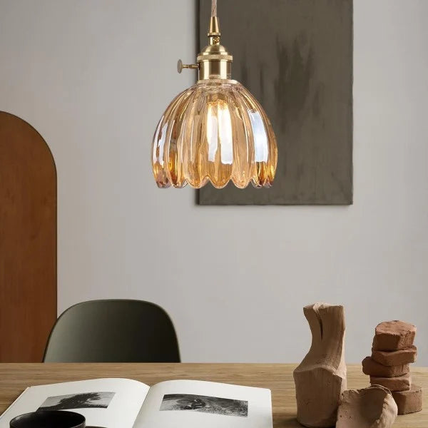 Lyra Bloom Glass Pendant Light with LED in Japanese Retro Style