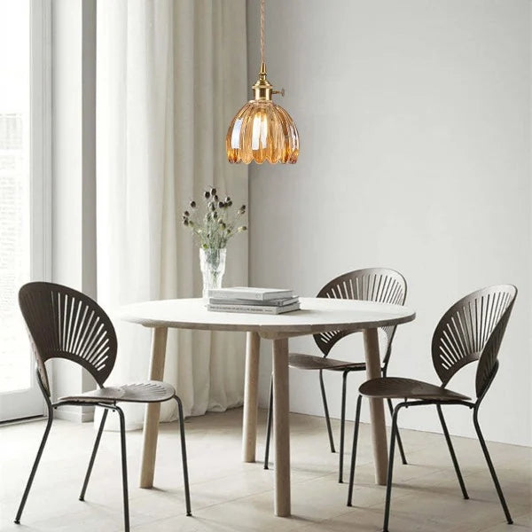 Lyra Bloom Glass Pendant Light with LED in Japanese Retro Style