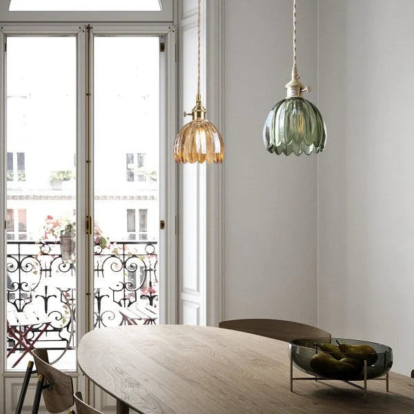 Lyra Bloom Glass Pendant Light with LED in Japanese Retro Style