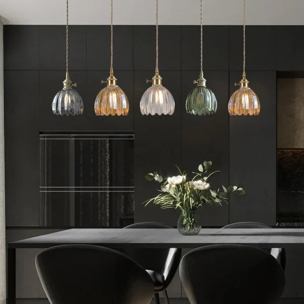 Lyra Bloom Glass Pendant Light with LED in Japanese Retro Style