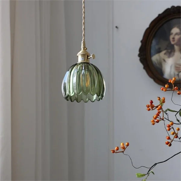 Lyra Bloom Glass Pendant Light with LED in Japanese Retro Style