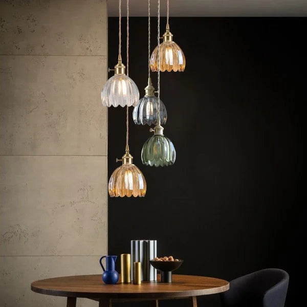 Lyra Bloom Glass Pendant Light with LED in Japanese Retro Style