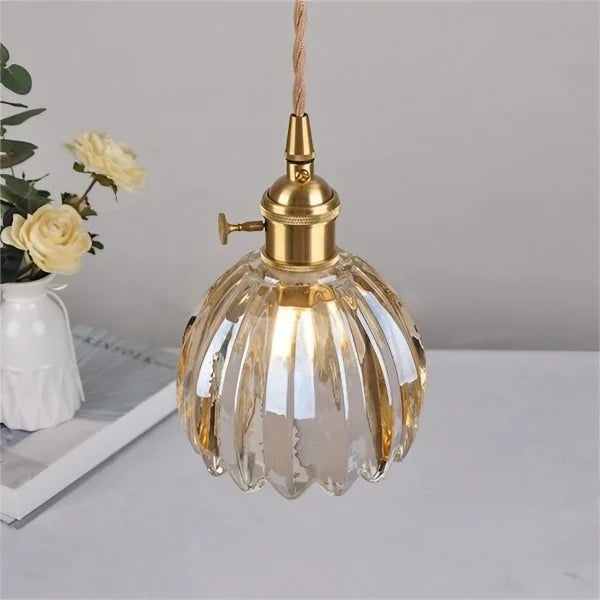 Lyra Bloom Glass Pendant Light with LED in Japanese Retro Style