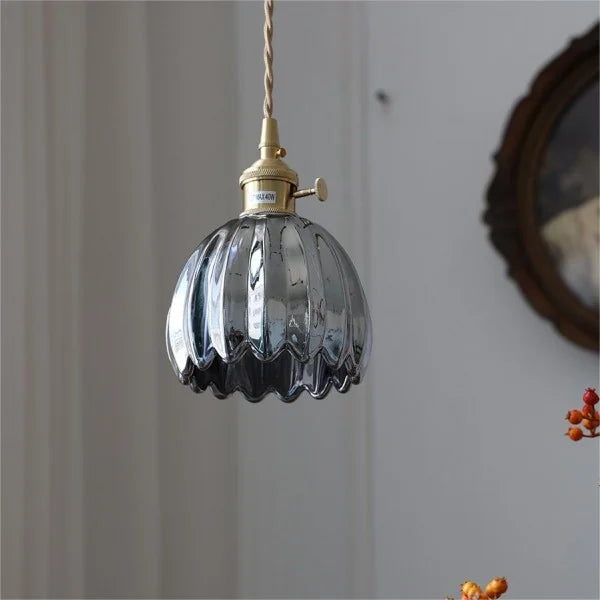 Lyra Bloom Glass Pendant Light with LED in Japanese Retro Style