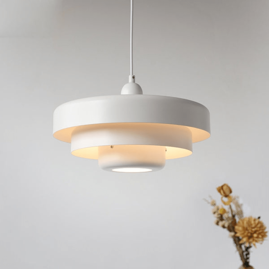 Lumina Three Tier Pendant Light — Macaron Colored Cylindrical Drum Shades