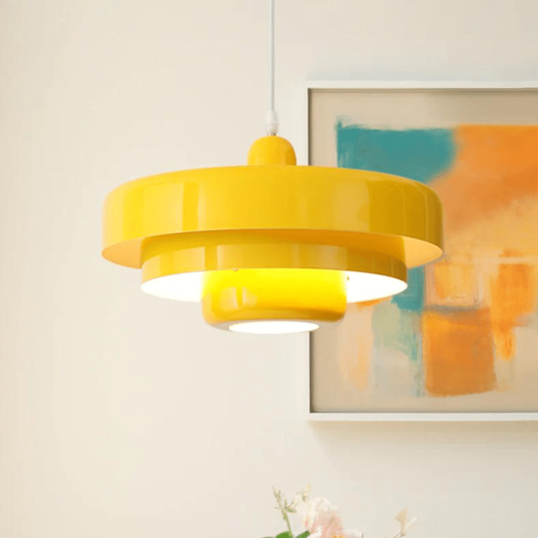 Lumina Three Tier Pendant Light — Macaron Colored Cylindrical Drum Shades