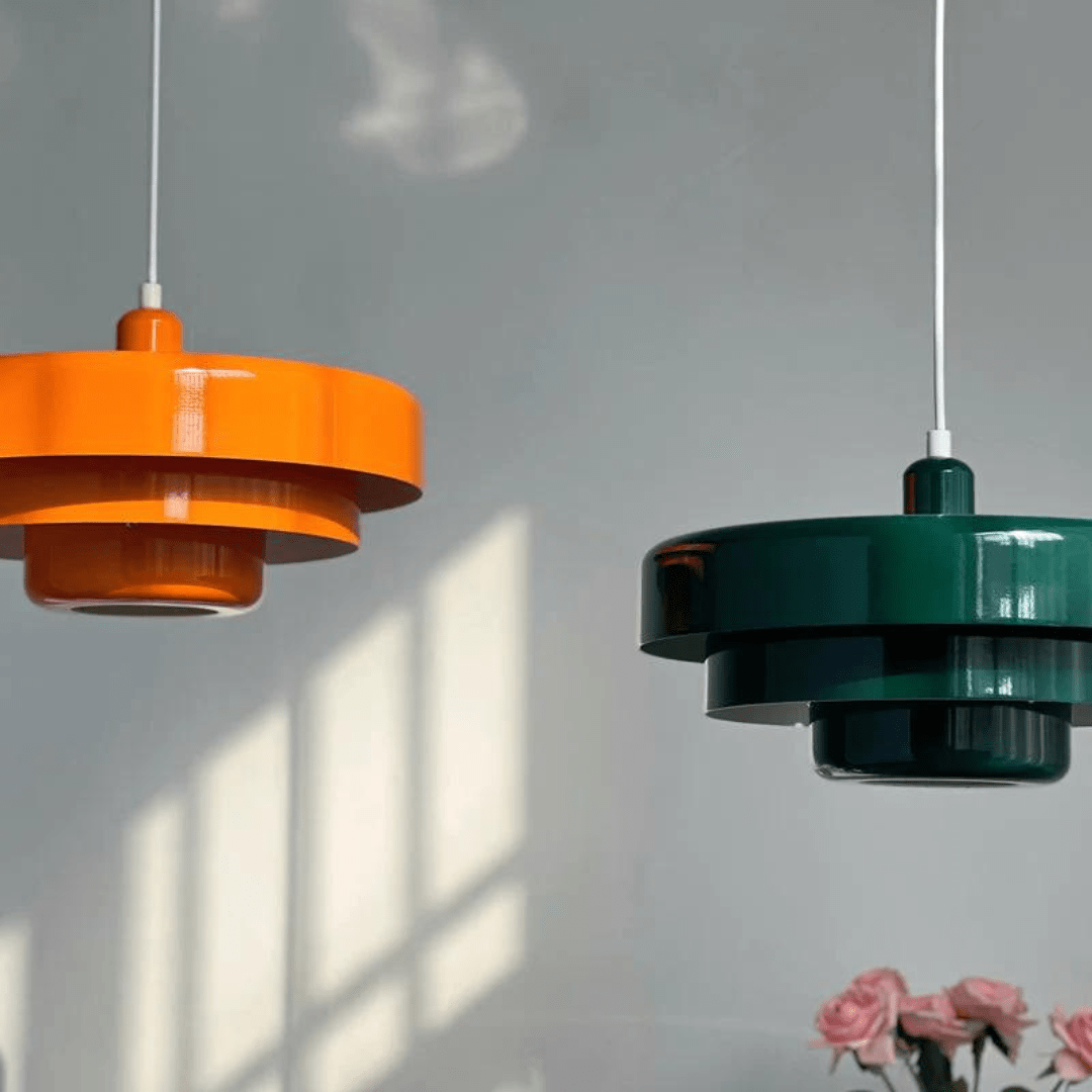 Lumina Three Tier Pendant Light — Macaron Colored Cylindrical Drum Shades