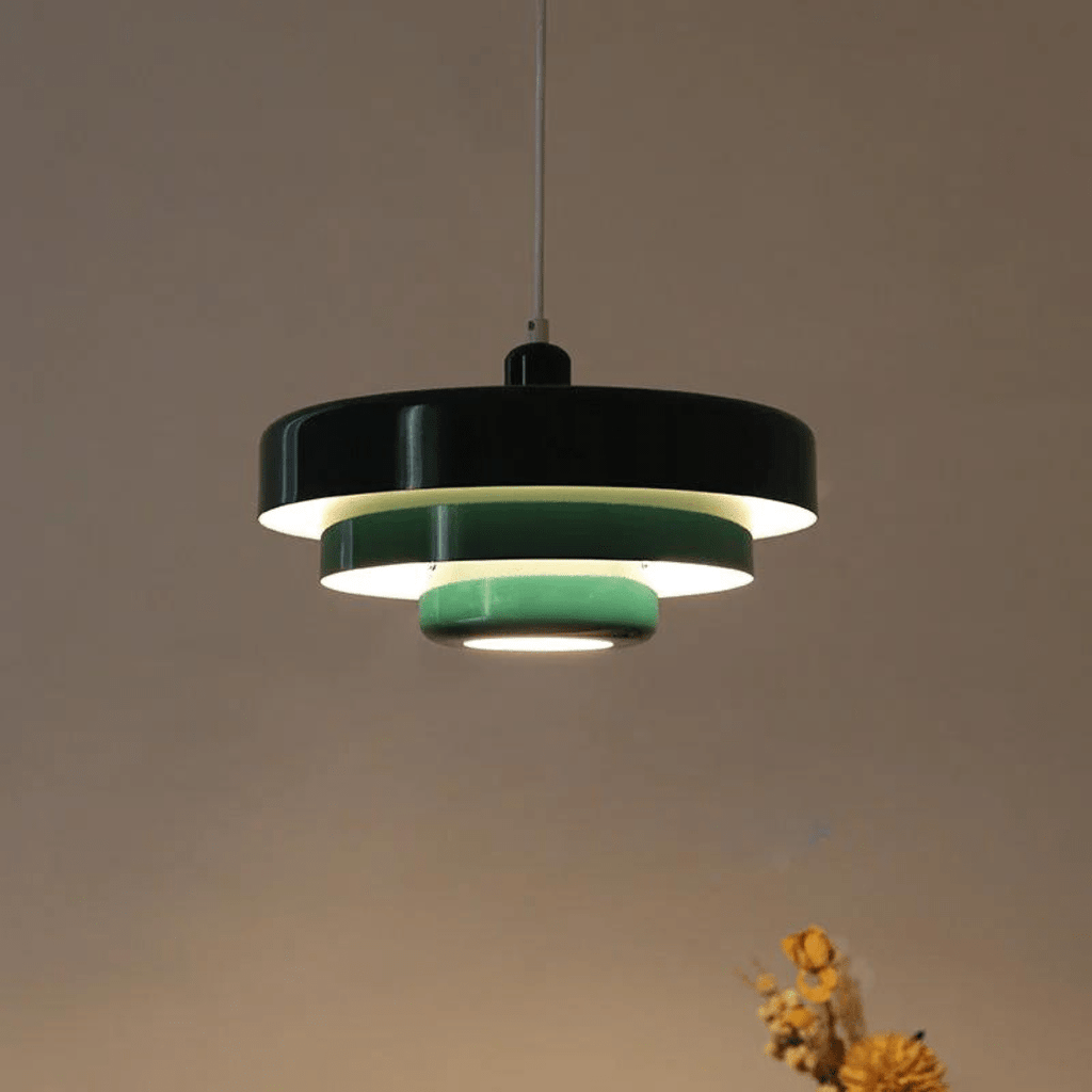 Lumina Three Tier Pendant Light — Macaron Colored Cylindrical Drum Shades
