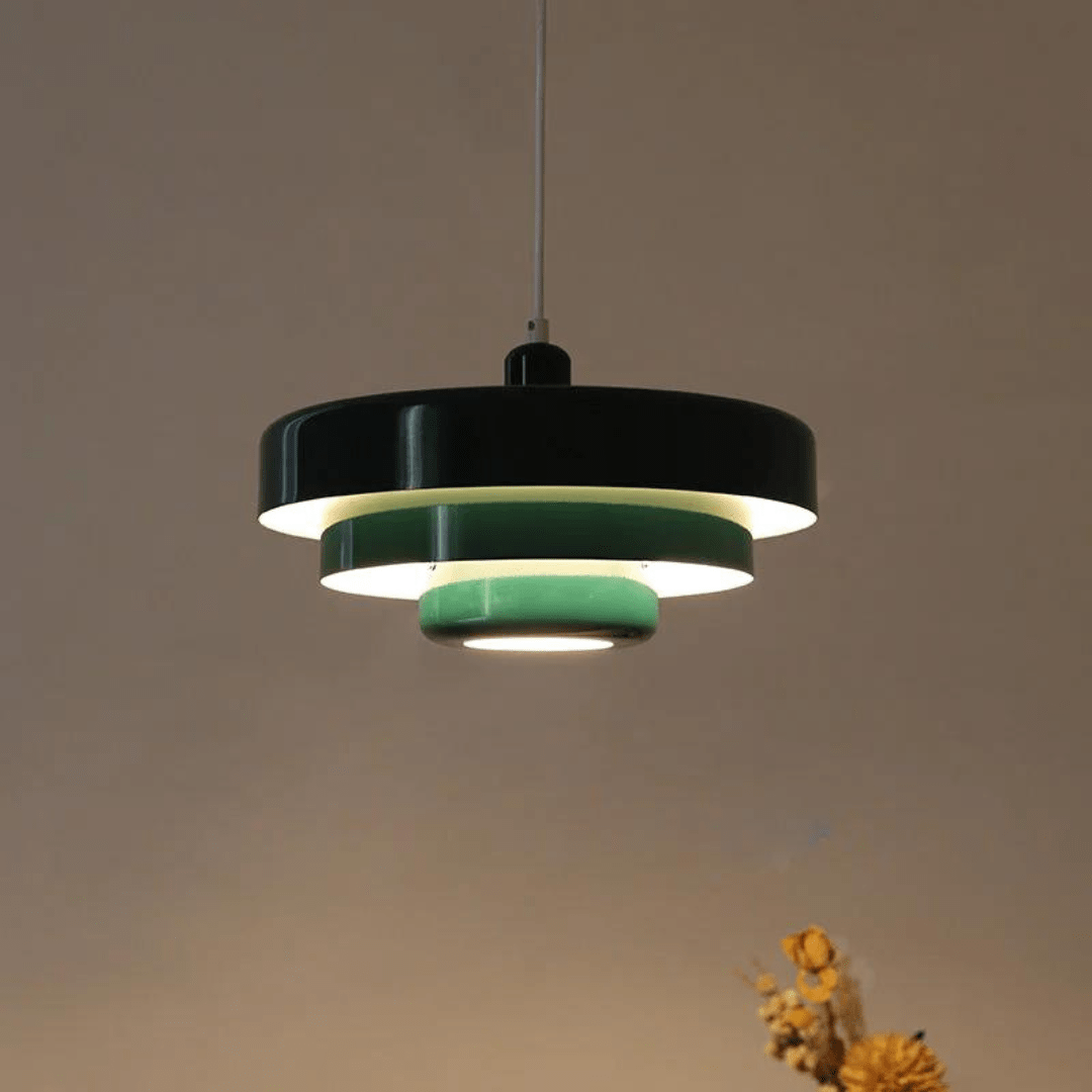 Lumina Three Tier Pendant Light — Macaron Colored Cylindrical Drum Shades