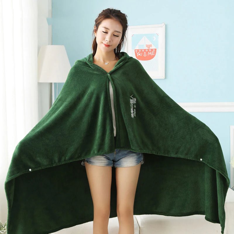 Plaid coperta con cappuccio verde smeraldo di Attack on Titan | ventumra
