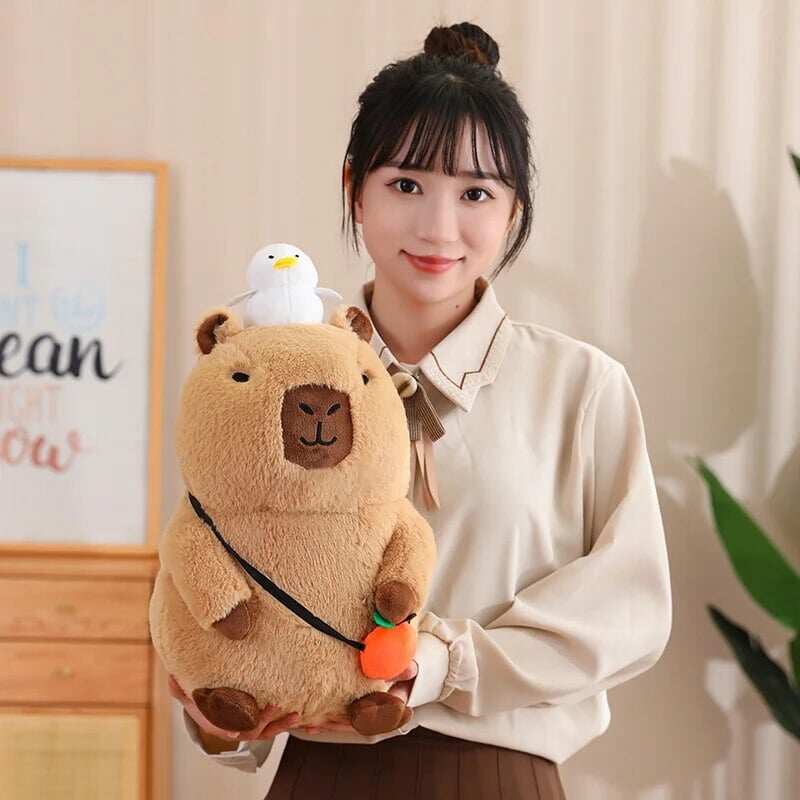 Fluffy Sleepy Capybara with Orange Plushie | ventumra